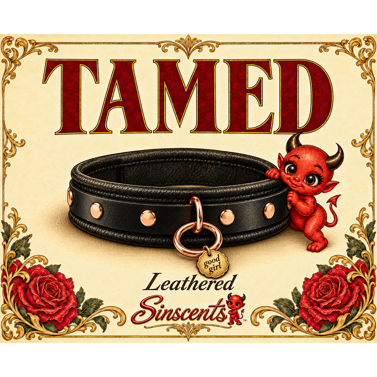 Square label artwork for Tamed