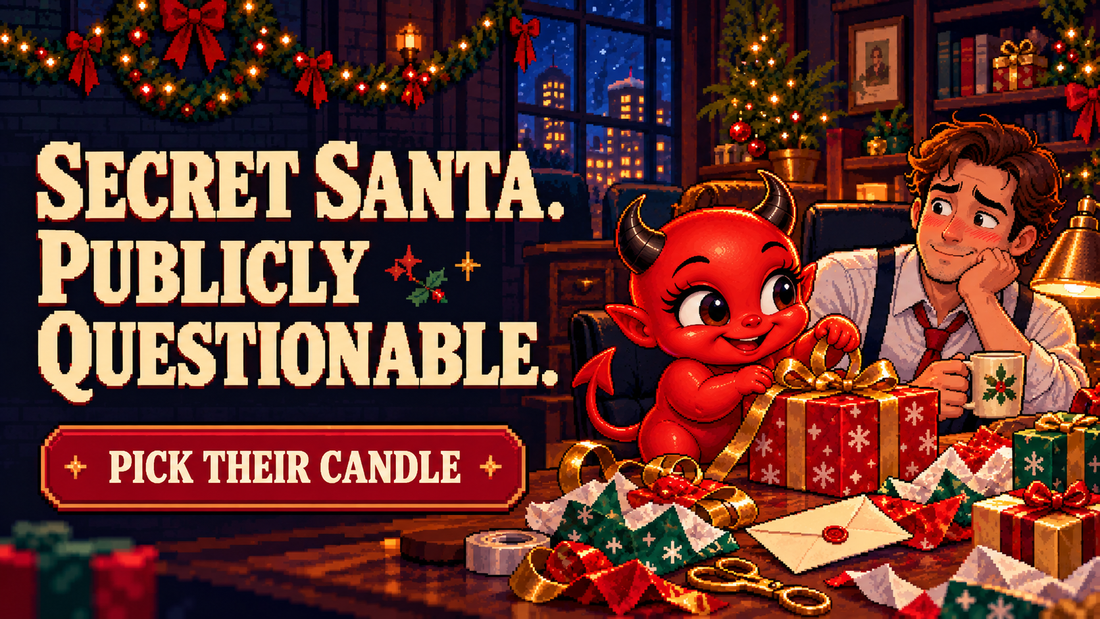 Jynx in a festive 16-bit Secret Santa candle gift illustration