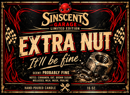 Extra Nut funny garage gift candle by Sinscents