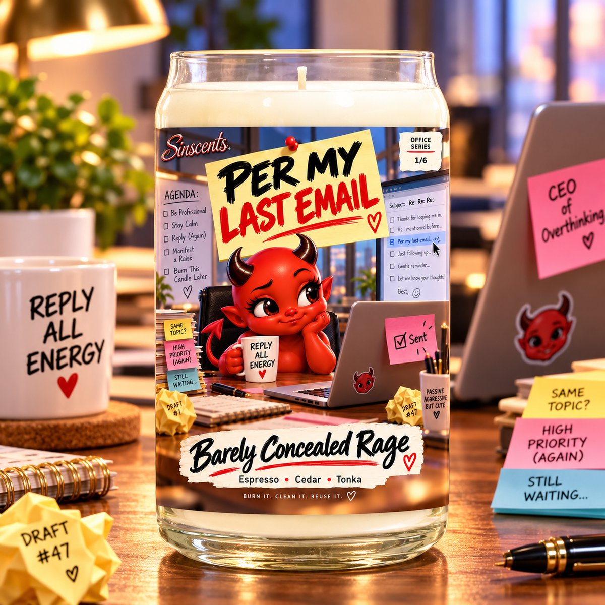 Per My Last Email — Funny Office Candle by Sinscents lifestyle image