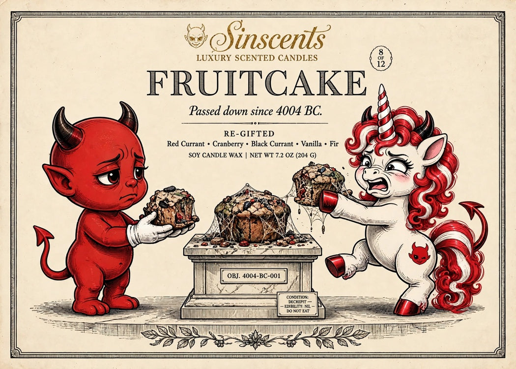 Fruitcake — Re-Gifted Currant & Cranberry Christmas Candle by Sinscents lifestyle image