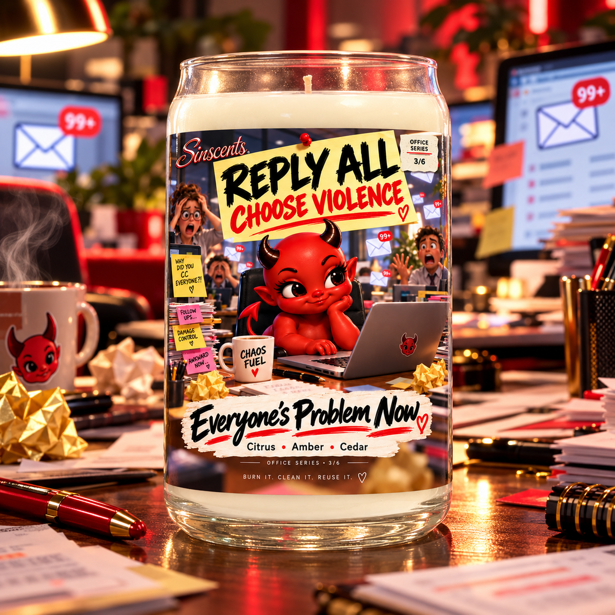 Reply All, Choose Violence — Funny Coworker Candle by Sinscents lifestyle image