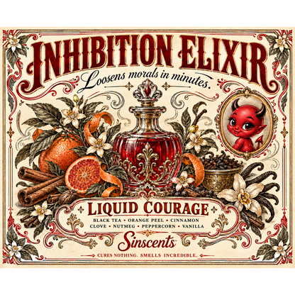 Square label artwork for Inhibition Elixir