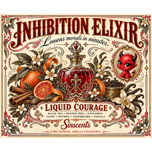 Square label artwork for Inhibition Elixir
