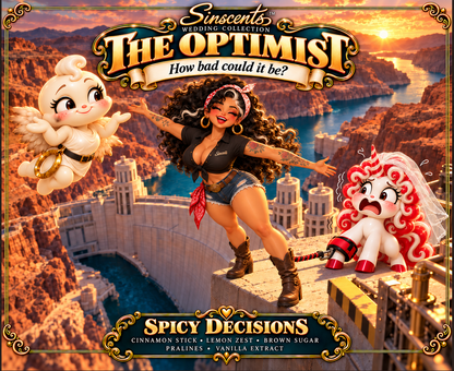 The Optimist Spicy Decisions original wedding collection candle label