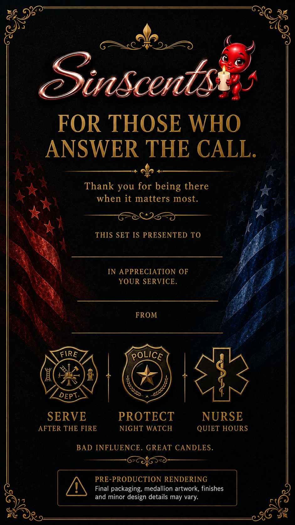 PRE-ORDER: First Responder Candle Gift Set – Serve, Protect & Nurse