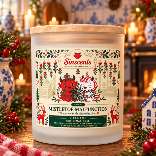 Mistletoe Malfunction — Kiss & Tell Christmas Rose Candle by Sinscents product image