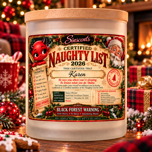 Certified Naughty List 2026 – Personalized Christmas Candle – Custom Name Gift by Sinscents alternate product image