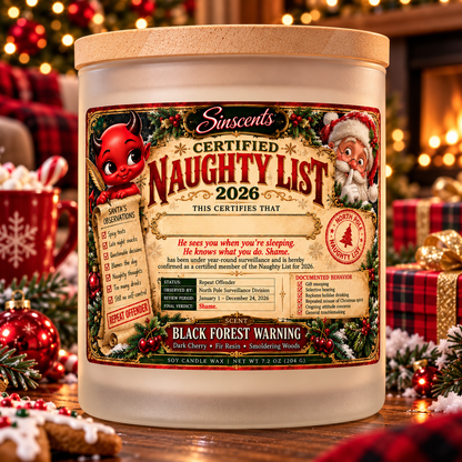 Certified Naughty List 2026 – Personalized Christmas Candle – Custom Name Gift by Sinscents product image