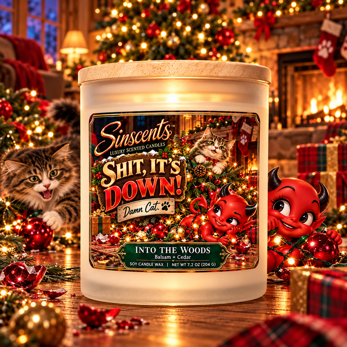 Shit, It’s Down! — Balsam & Cedar Christmas Tree Candle by Sinscents product image