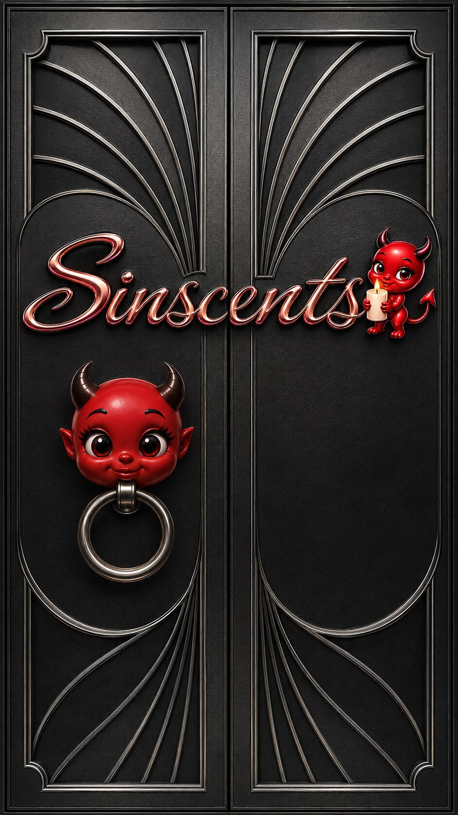 Earlier AI-assisted door design with a red Jynx knocker positioned on one door