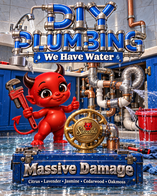 DIY Plumbing original flat candle label artwork by Sinscents