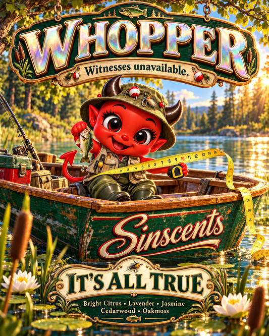 Whopper original flat candle label artwork by Sinscents
