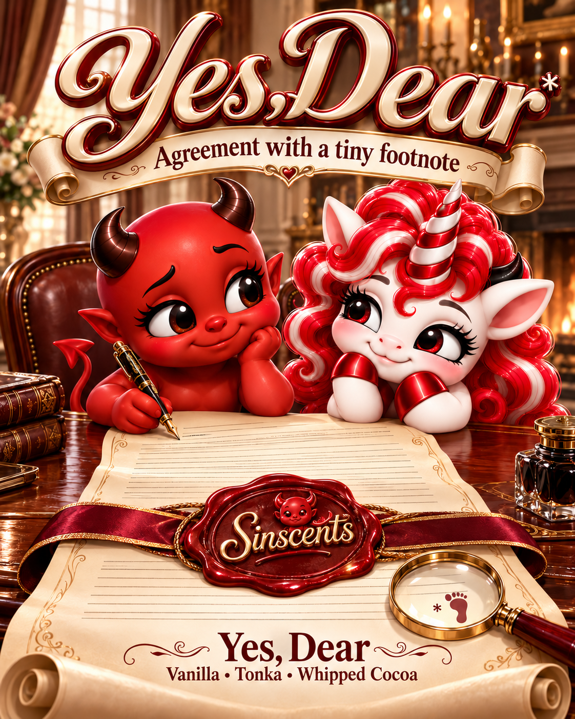 Yes, Dear original flat candle label artwork by Sinscents