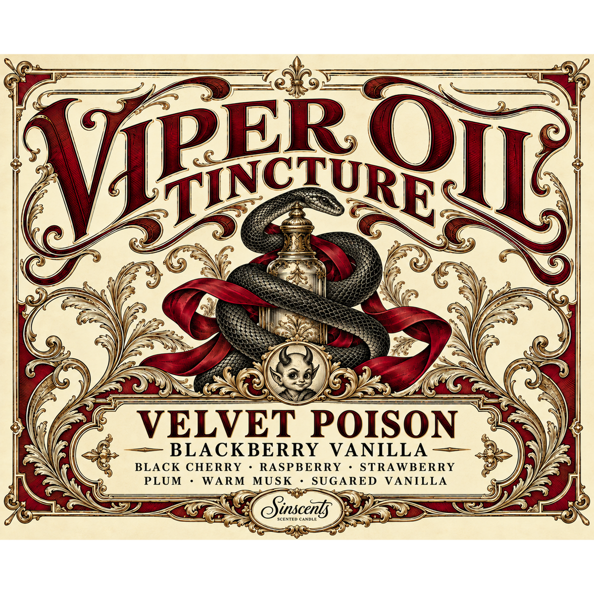 Square label artwork for Viper Oil Tincture