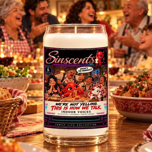 We're Not Yelling Indoor Voices funny Italian family candle